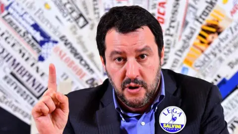 AFP/Getty Images Lega Nord leader Matteo Salvini answers questions at an event