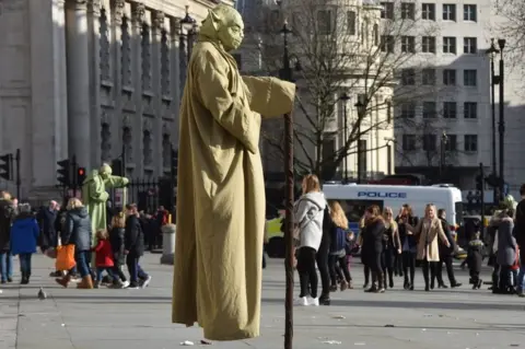 BBC Floating Yoda street performer