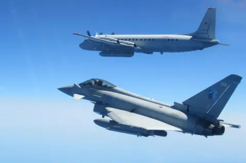 UK Crown Copyright RAF Typhoon and Russian military aircraft