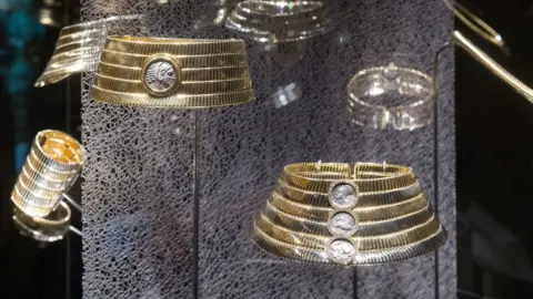 Getty Images Bulgari jewels on display at the Kremlin Museum in Moscow in 2018