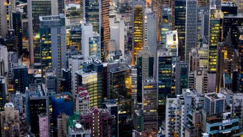 Getty Images View of the "concrete jungle" that constitutes the entanglement of buildings on February 27, 2018 in Hong-Kong, China.