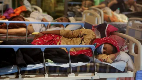 Getty Images Woman on a Covid ward in India