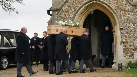 Joe Giddens/PA Wire Betty Boothroyd's coffin being carried