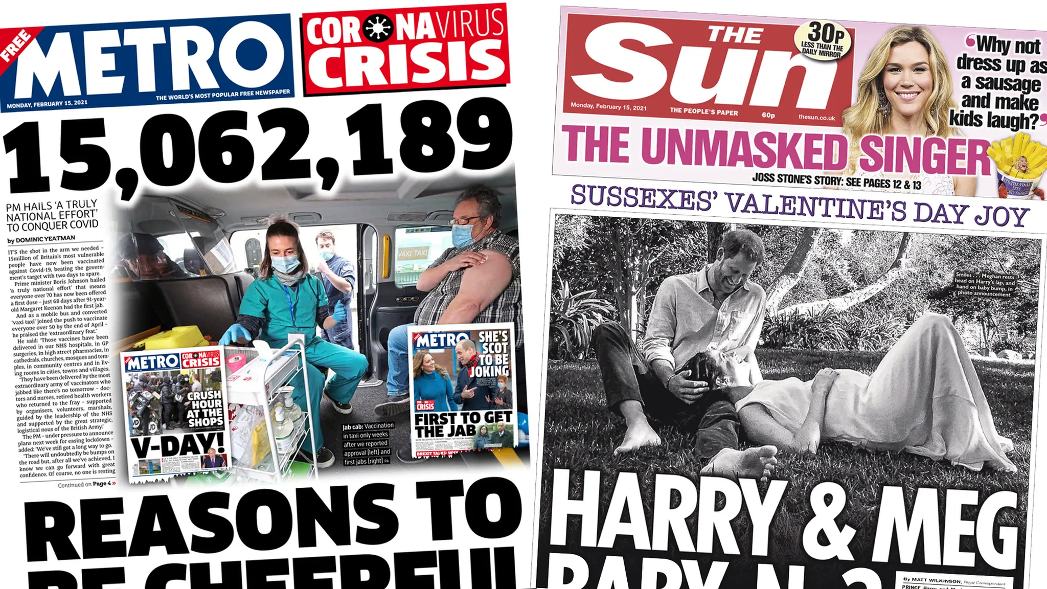 Front pages for 15 February 2021