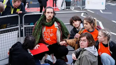 Getty Images Just Stop Oil protesters at the Bafta Awards