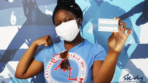 Getty Images Young person vaccinated in north London