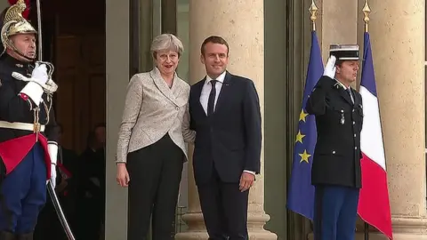 BBC Theresa May and Emmanuel Macron