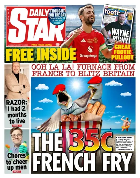 The headline in the Daily Star reads: The 35C French fry