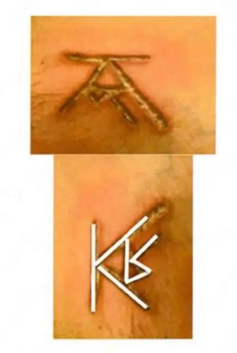 FBI Evidence photographs show the branding