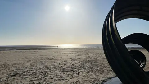 Wyre Borough Council Mary's shell artwork on Cleveleys beach