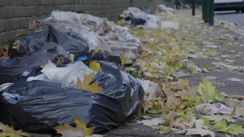 rubbish bags on the street