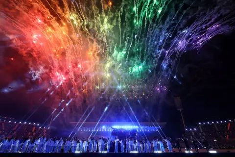 Hannah Mckay / Reuters The opening ceremony of the Commonwealth Games in Alexander Stadium, Birmingham, UK, on 28 July 2022