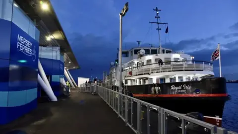 A ferry at Seacombe ferry terminal