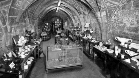 Grosvenor Museum History Hub Browns of Chester silverware department in a crypt