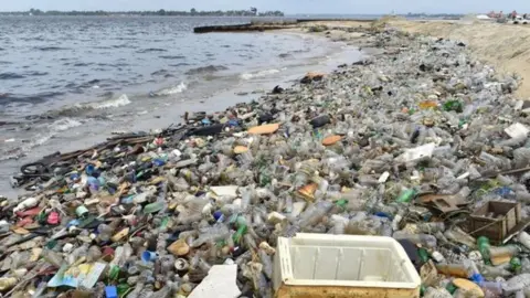 AFP Plastic on Ivory Coast beach