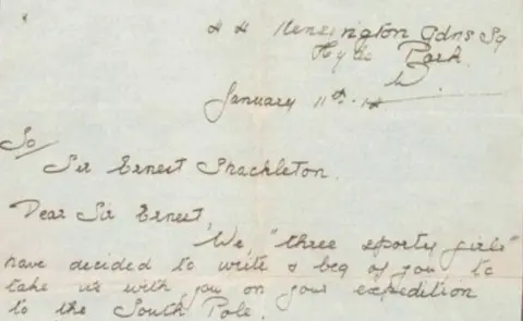 COURTESY OF SCOTT POLAR RESEARCH INSTITUTE Letter from three sporty girls to Shackleton