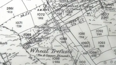Wheal Jane Consultancy Map of mineshafts from 1880