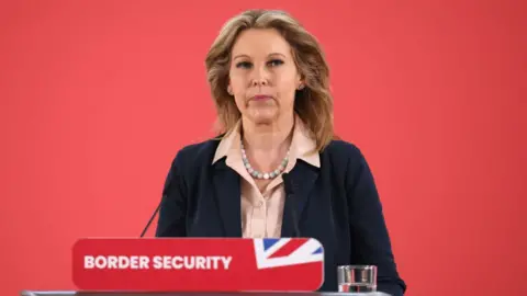 MP for Dover Natalie Elphicke speaks during a press conference on May 10, 2024 in Dover, England