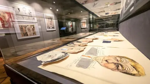 Geoff Price A collection of David Hughes' caricatures on display at Moyse's Hall