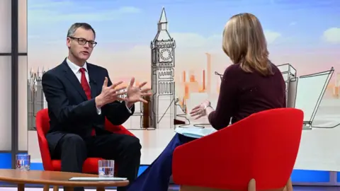 BBC Michael Tomlinson speaking to Laura Kuenssberg