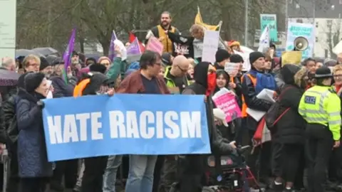 People at a demonstration in Ipswich