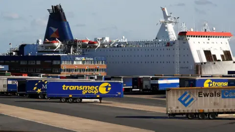 Reuters Unaccompanied containers next to a ferry at Zeebrugge