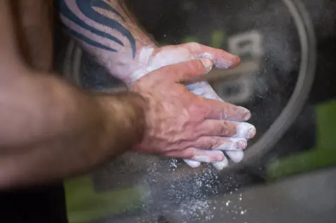 Richard Hancox Mikey Lane training in his gym