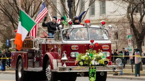 Getty Images Fire truck at Washington St Patrick's parade