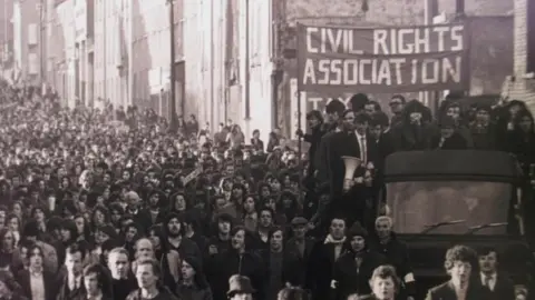 PA Civil rights' marchers on the streets of Derry on Bloody Sunday