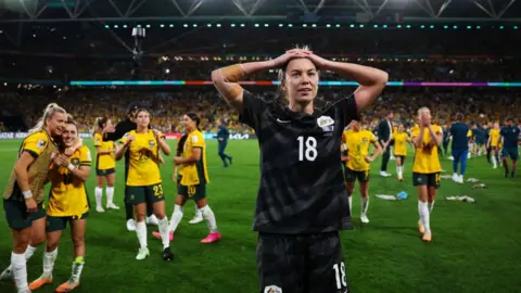Getty Images The Matildas celebrate their win over France