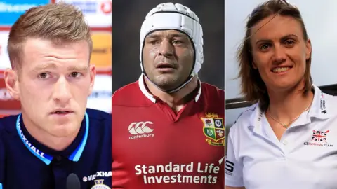 PA Steven Davis, Rory Best and Heather Stanning