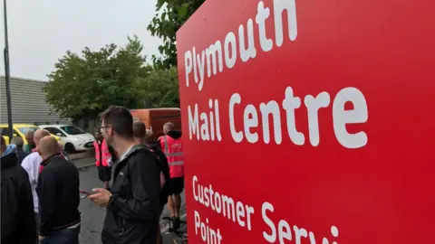 Pickets at Royal Mail depot in Plymouth