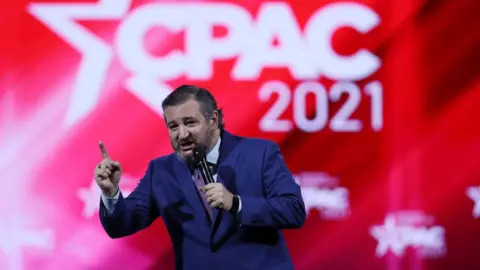 Getty Images Ted Cruz at Cpac 2021