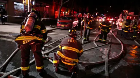 Reuters New York Fire Department at a fire in the Bronx borough of New York City, on 28 December 2017