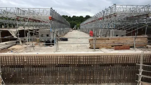 National Highways Scaffolding on bridge