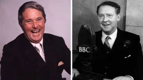 Ernie Wise (L) and Hugh Gaitskell (R)