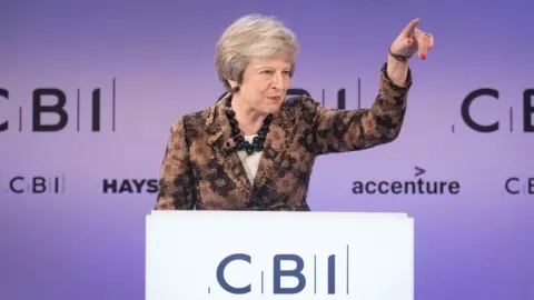 PA Theresa May at the CBI conference