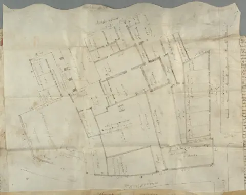The London Archives, City of London Corporation Property plan of the parish of St Ann Blackfriars: The London Archives reference number: CLC/522/MS14570/001.
