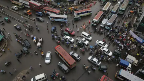 Getty Images A traffic jam at an intersection in Dhaka, Bangladesh