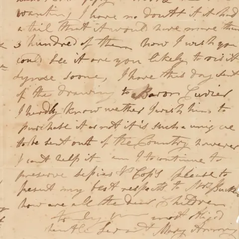 Sotheby's Letter written by Mary Anning