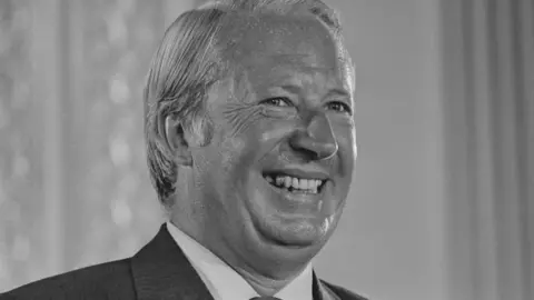 Getty Images British Prime Minister Edward Heath (1916-2005) at a world press conference on Britain's entry into the Common Market