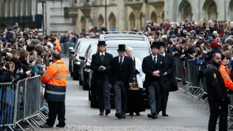 Reuters/Henry Nicholls The funeral cortege went through Cambridge City centre