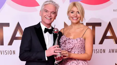 PA Media Phillip Schofield and Holly Willoughby with the award for best Daytime in the Press Room at the National Television Awards 2019 held at the O2 Arena, London