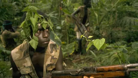 Getty Images Fighters during Bougainville's civil war