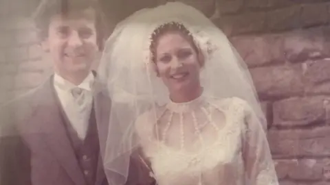 Chris Loader Sally and Chris Loader on their wedding day