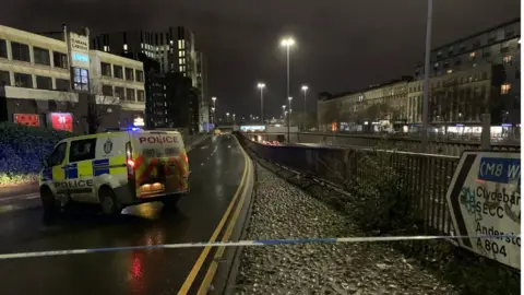 BBC Car crash scene near St Vincent Street