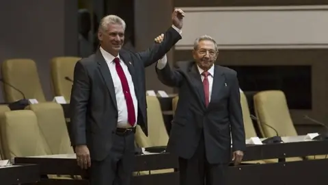 AFP Miguel Díaz-Canel and Raúl Castro