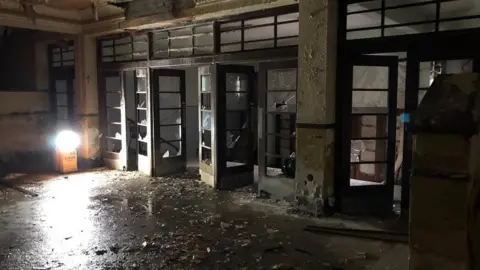 The cinema entrance seen from the inside