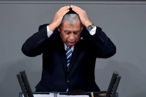 Hannibal Hanschke / Reuters Israeli speaker of the Knesset Mickey Levi speaks at the German Federal Parliament, Bundestag, in Berlin