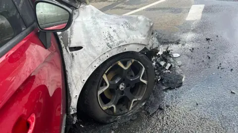 Rhian Graham Tyre melted into road surface